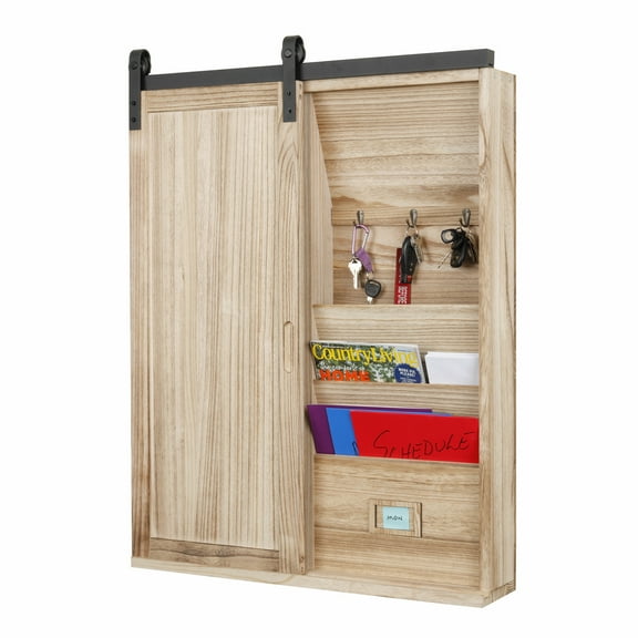 OS Home and Office Furniture Solid Wood Barn Door Style Wall Organizer