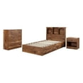 thumbnail image 1 of OS Home and Office Furniture Twin Sized Bookcase Headboard Platform Bed in Oak, 1 of 6