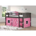 OS Home and Office Louvered Design Twin Low Loft Bed with Pink Tent Kit