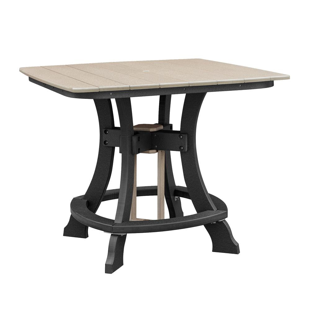 Weatherwood Light Brown and Black Square Outdoor Dining Table