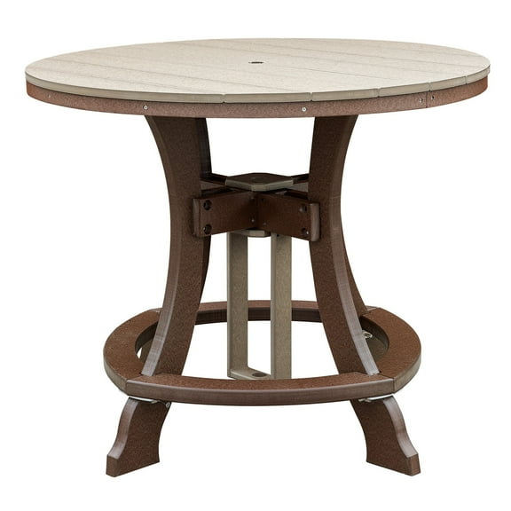 OS Home and Office Model Counter Height Round Table in Weatherwood with Tudor Brown Base - N/A