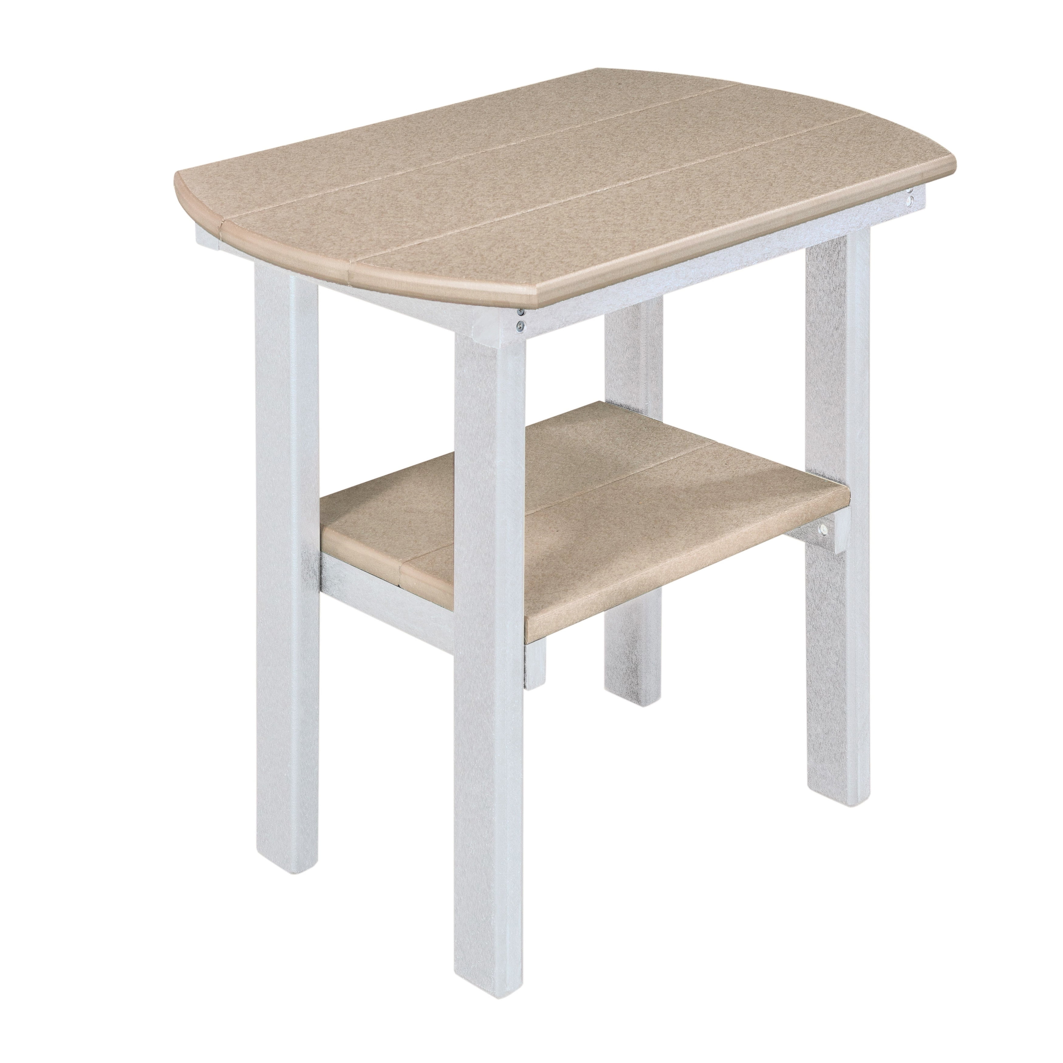 Seaside Weatherwood Oval End Table with White Poly Base