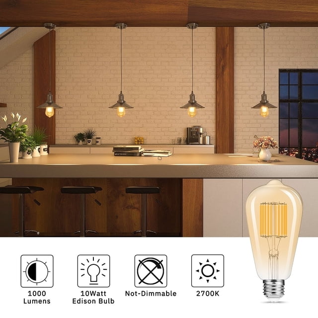 OSLSFB02004W10E264 YANSUN 100Watt Equivalent ST64 Clear Glass