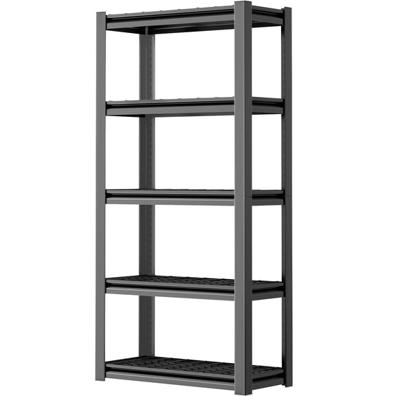 OS MOTOR 72" Storage Shelving Unit, Heavy Duty 5-Tier Adjustable Metal Rack, Standing Utility Shelves for Garage, Basement, Pantry, Kitchen, Warehouse, 3000 lbs Capacity, 72" H x 35" W x 16" D, Black