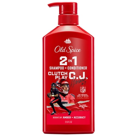 Old Spice Clutch Play C.J. 2-in-1 Shampoo & Conditioner for Men, Old Spice x NFL, Healthy & Full Looking Hair, 21.9 fl oz