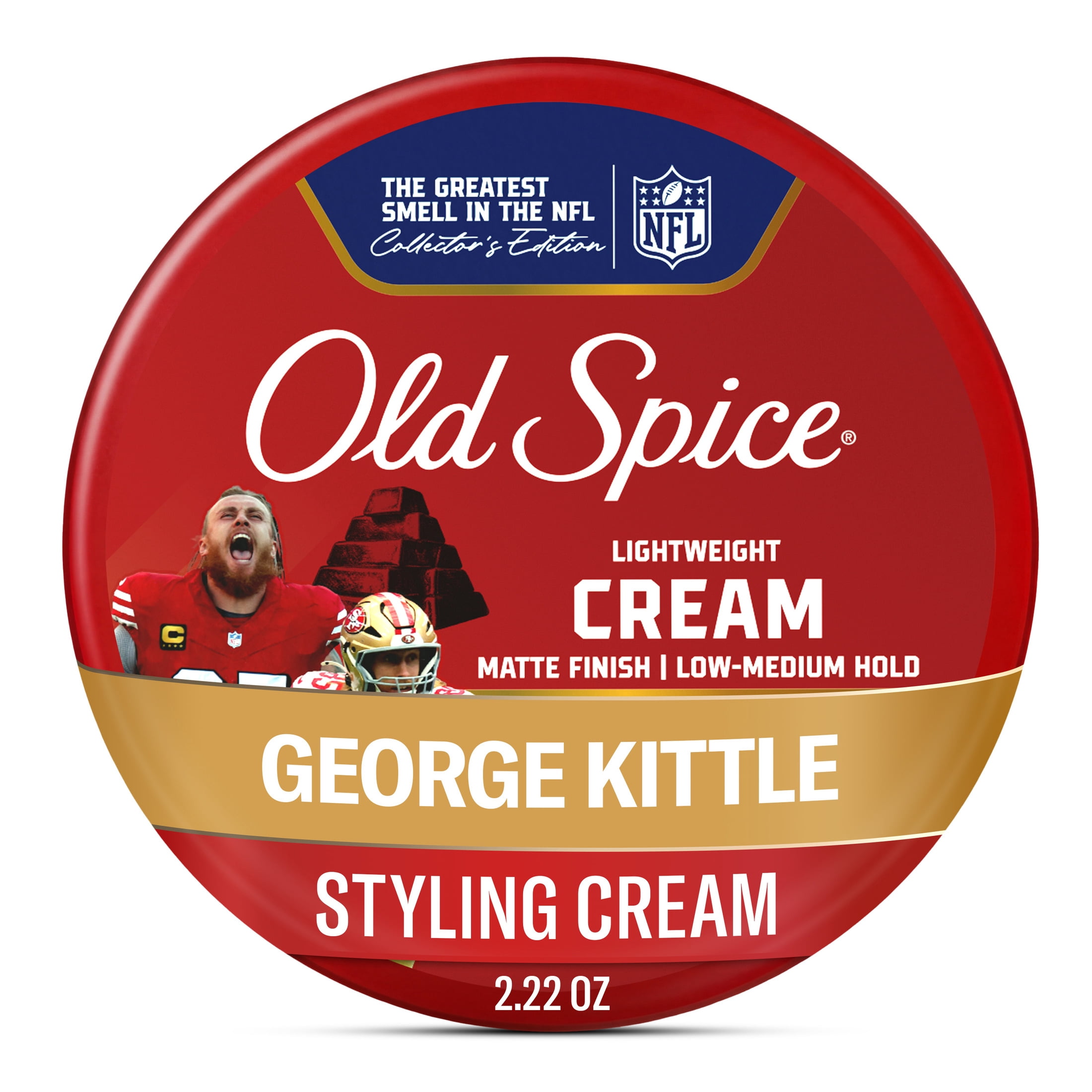 Old Spice Lightweight Styling Cream, A Kittle Goes A Long Way,  Low-Medium Hold, Matte Finish, NFL Collection, 2.22 oz