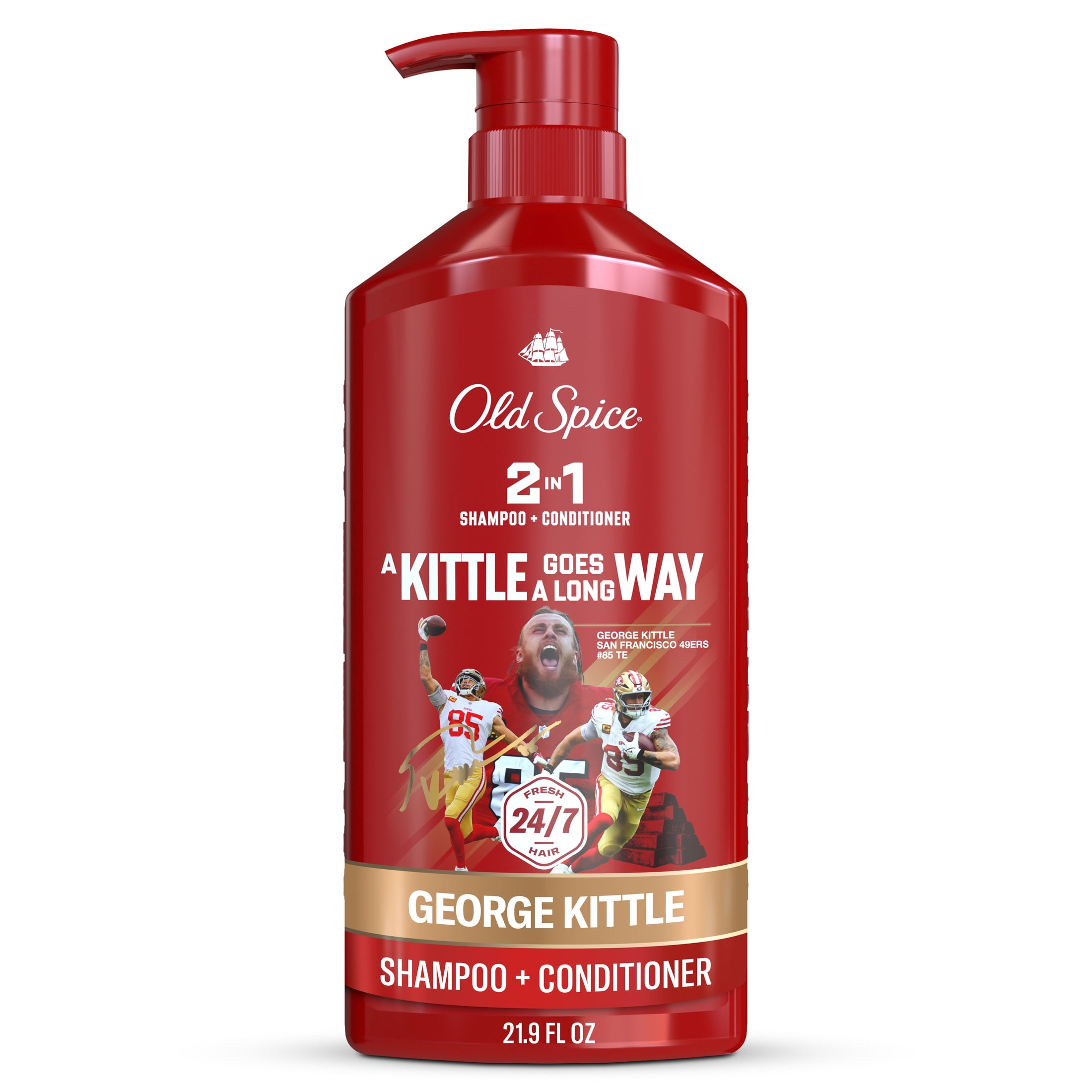 Old Spice 2 in 1 Mens Shampoo and Conditioner, A Kittle Goes A Long Way, NFL Collection, 21.9 fl oz