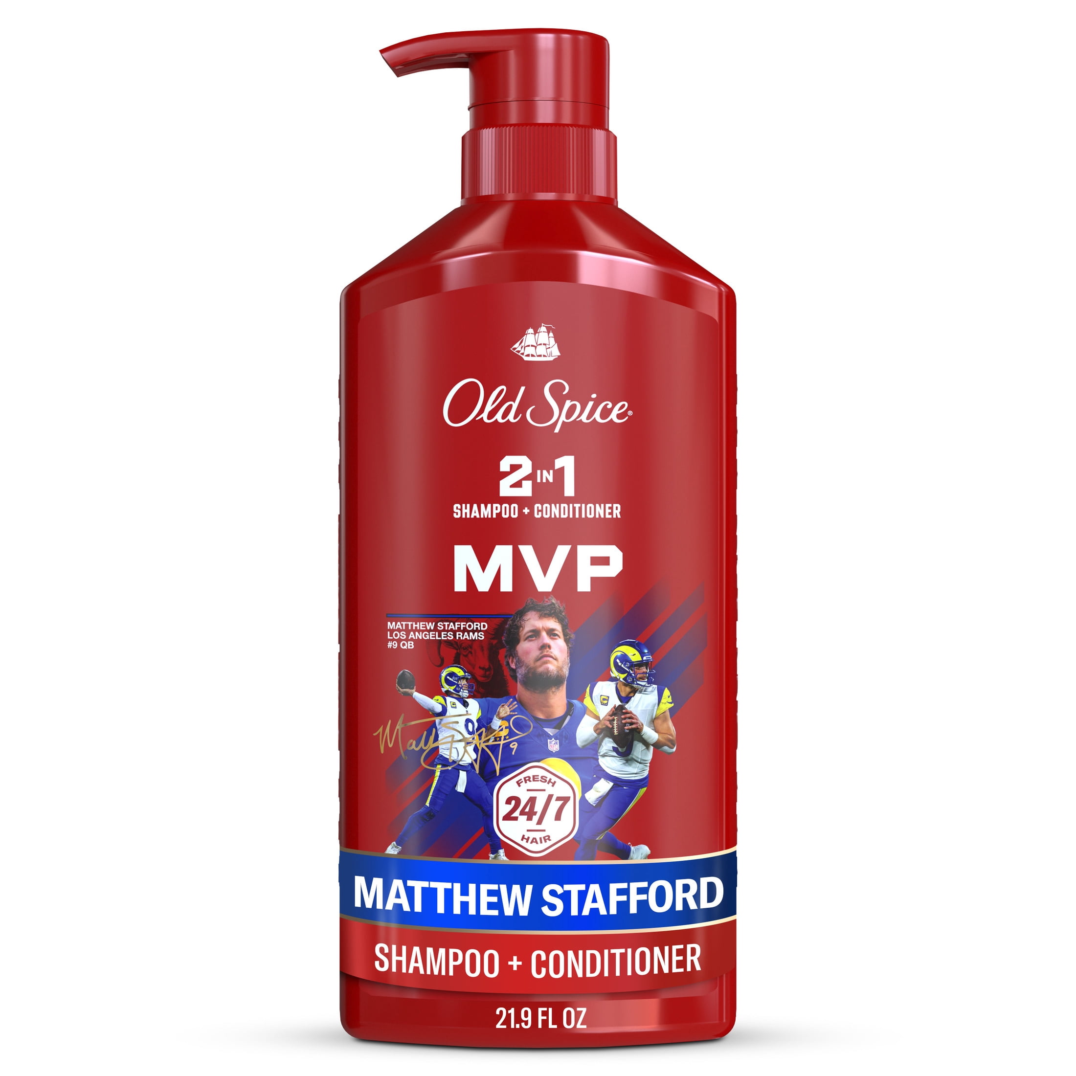 Old Spice 2 in 1 Mens Shampoo and Conditioner, Matt Stafford MVP, NFL Collection, 21.9 fl oz