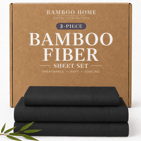OS OMYSTYLE Bamboo Cooling Sheets Set for Hot Sleepers - Viscose Derived from Bamboo, Breathable & Cool All Night Sheets With 15" Deep Pocket - 3Pieces,Twin, Black