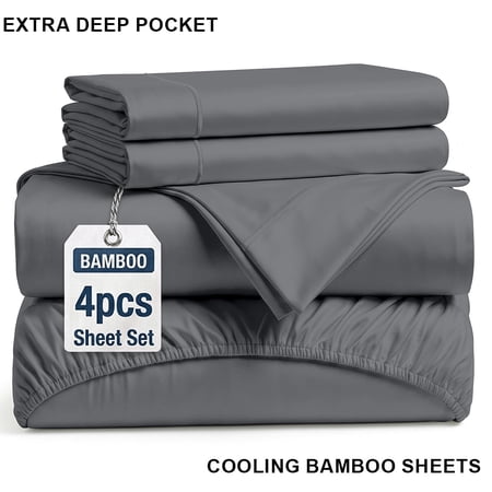 OS OMYSTYLE Breathable & Cooling Bamboo Blended Bed Sheets ,Extra Deep Pocket Cooling King Sheets Set