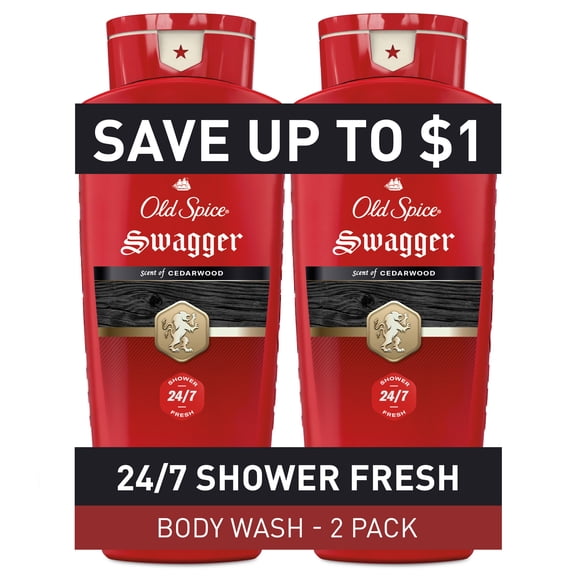 Old Spice Body Wash for Men, Red Collection Swagger Scent, 24 fl oz, Twin Pack