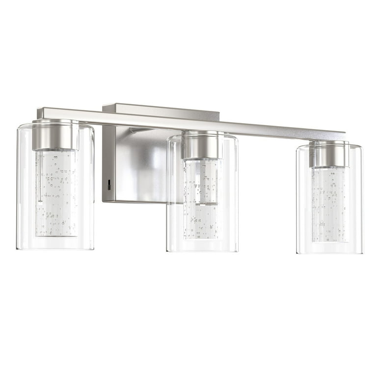 Contemporary Cylinder 2-Light Brushed Nickel 3K LED Vanity Light Contemporary Cylinder 2-Light Brushed Nickel 3K LED Vanity Light