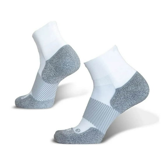 OS1st Active Comfort| 1/4 Crew Moisture-Wicking Cushioned Socks-White
