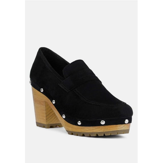 OSAGE Black Clogs Loafers in Fine Suede