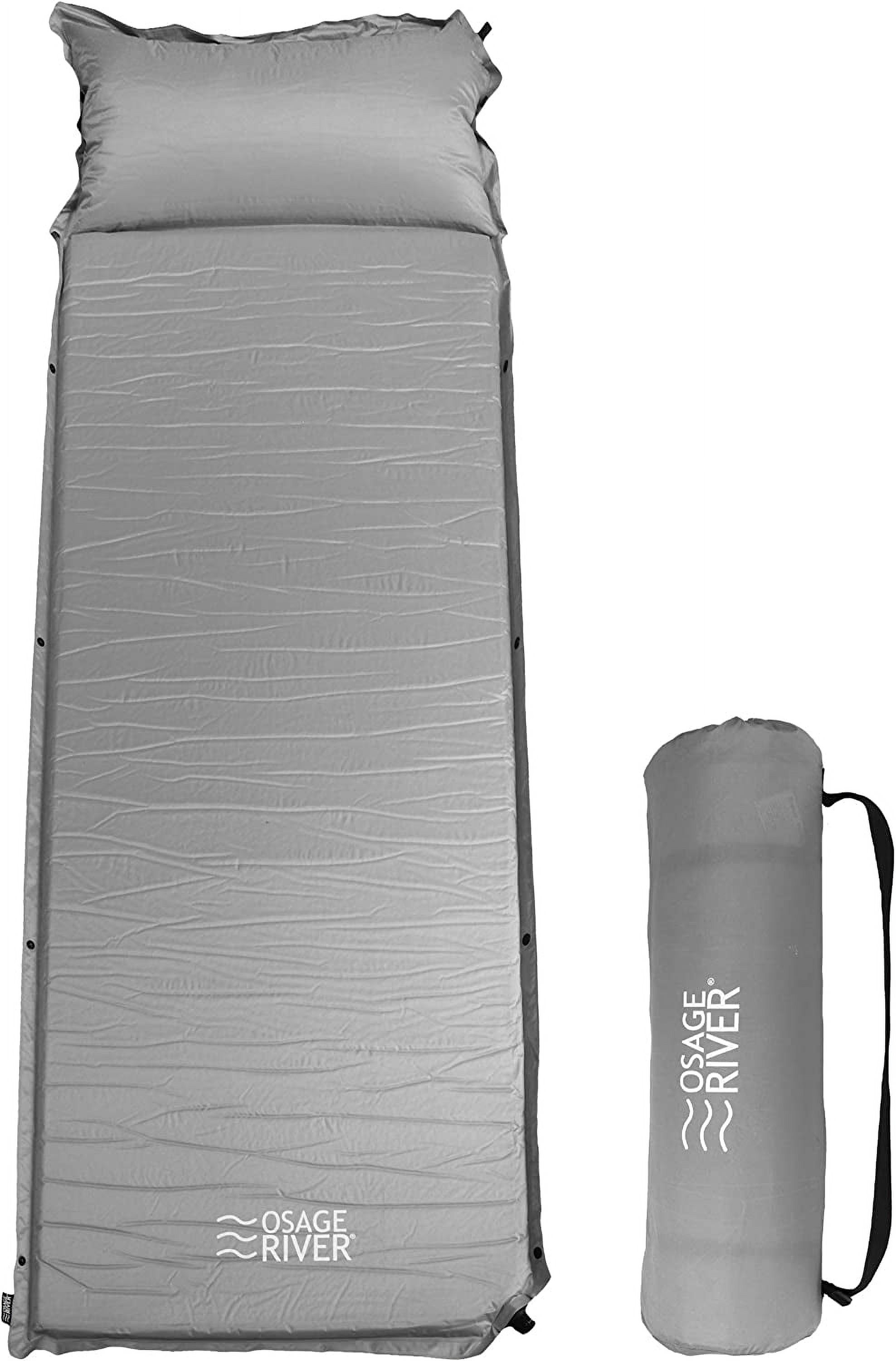 OSAGE RIVER Self Inflating Sleeping Pad with Built-in Pillow, Compact Memory Foam Sleep Mat, Camping Air Mattress for Tent, Travel, Backpacking, or Hiking, Grey - image 1 of 6