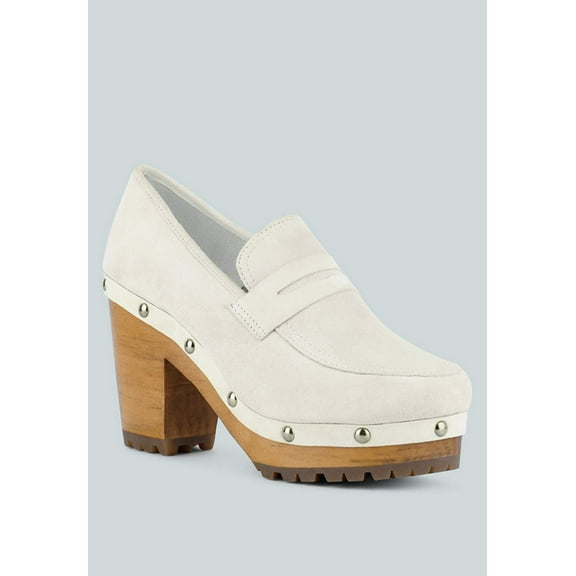 OSAGE White Clogs Loafers in Fine Suede