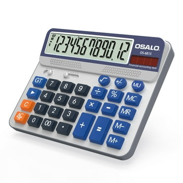 OSALO Large LCD Display Desktop Calculator, Big Buttons, 12-Digits, Solar Power, Extra Large