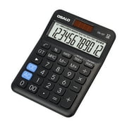OSALO Pocket Small Desktop Calculator Tax 12 Digit Display Solar Battery Dual PowerOS-12T Black