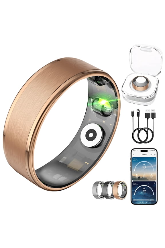 Mart Ring & Fitness Tracking Ring, 7-Day Battery, No Subscription, Stainless Steel - Size 9, Rose Gold