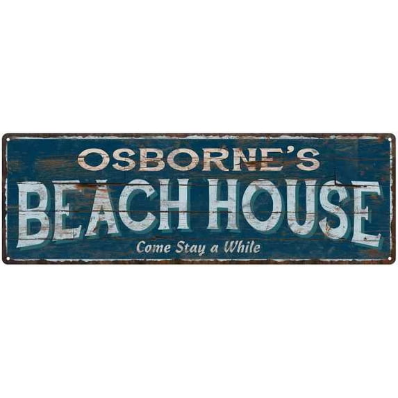 OSBORNE'S Beach House Blue Rustic Cabin Home Decor 8x24 Metal 108240026457