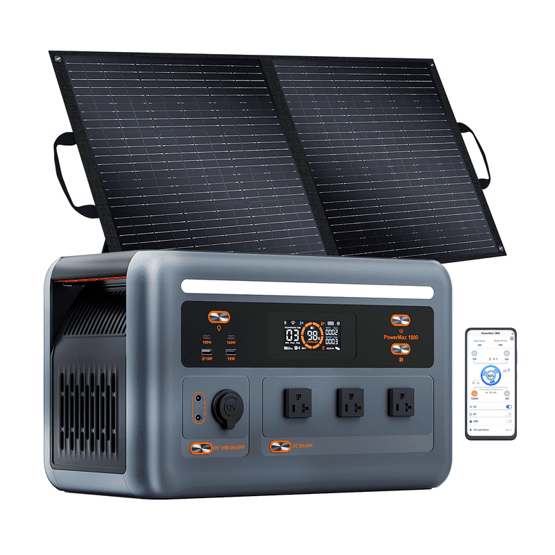 OSCAL 1800W Solar Generator with 1x100W Solar Panel PowerMax 1800SE ...