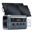 thumbnail image 1 of OSCAL 1800W Solar Generator with 2x100W Solar Panels, PowerMax 1800SE 1024Wh LiFePO4 Battery, 3 AC Outlets (3600W Surge), 800W Fast Charging, APP Control for Home Backup, Camping, RV, 1 of 10
