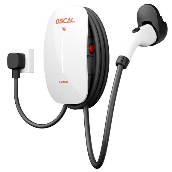 OSCAL EV11000 White 11kW 48A Level 2 EV Charger, Smart EV Charging Station with APP & RFID Control, IP65 Waterproof, Fast Install for Home Outdoor Use
