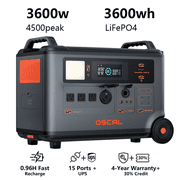 OSCAL Outdoor 3600 SE Portable Power Station, 3600Wh LiFePO4 Solar Generator, 3600W Output 4500W Surge, 0.96H Fast Charge, 14 Outlets, APP Control for Home Backup Emergency Camping RV Off-Grid