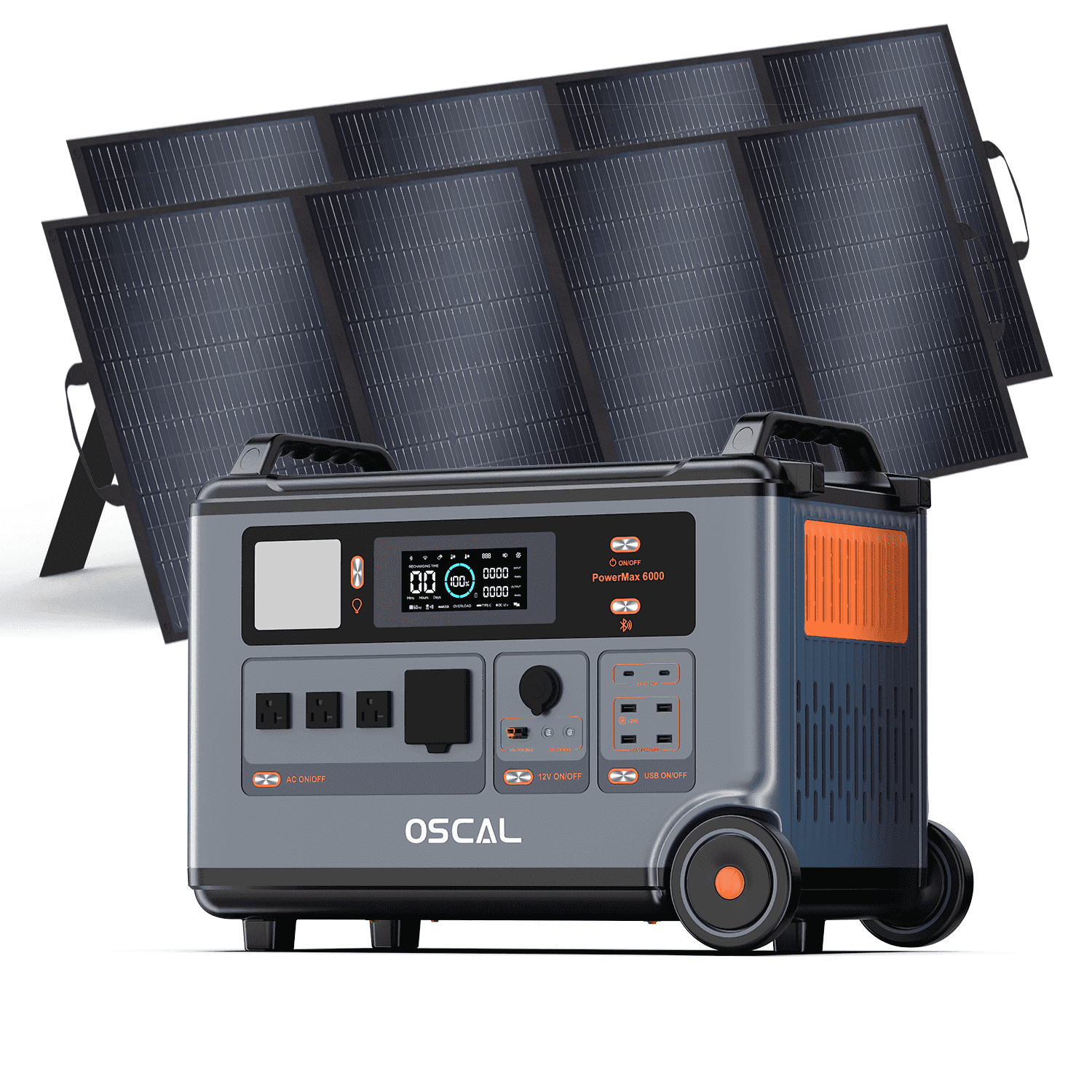 OSCAL P6000 Solar Generator with 2×200W Solar Panels, 6000W 120V/240V ...