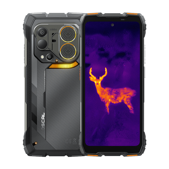OSCAL PILOT 6 Thermal Vision Rugged Phone 4.5W 98dB Speaker 6.78" 120Hz 12GB 256GB, Android 16-Black/Orange