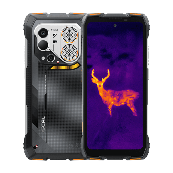 OSCAL PILOT 6 Thermal Vision Rugged Phone 4.5W 98dB Speaker 6.78" 120Hz 12GB 256GB, Android 16-Black/Orange
