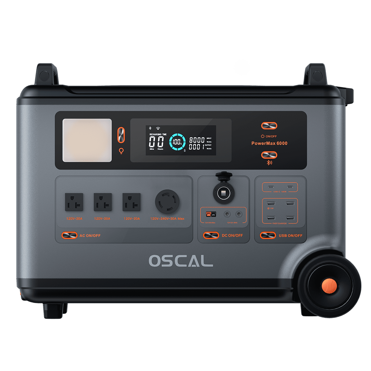 OSCAL PM6000 Portable Power Station 3600Wh LiFePO4 Expandable Solar Generator, 5ms UPS, DC/AC Bi-Directional Inverter for Home Emergency, Outdoor Camping