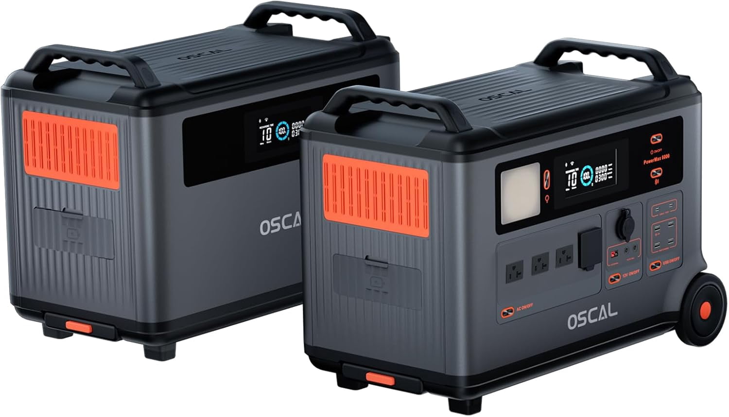 OSCAL PM6000 Portable Power Station with BP3600 Battery Pack, 3600Wh LFP Battery Power Station,Expand Capacity from 3600Wh to 7200Wh, 120/240V Split Phase Voltage 6000W AC Outlets (9000W Peak)