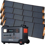OSCAL Portable Power Station 6000W with 4x200W Solar Panel, 3600Wh LiFeP04 Solar Generator for Home Use, Outdoor Camping, PowerMax 6000