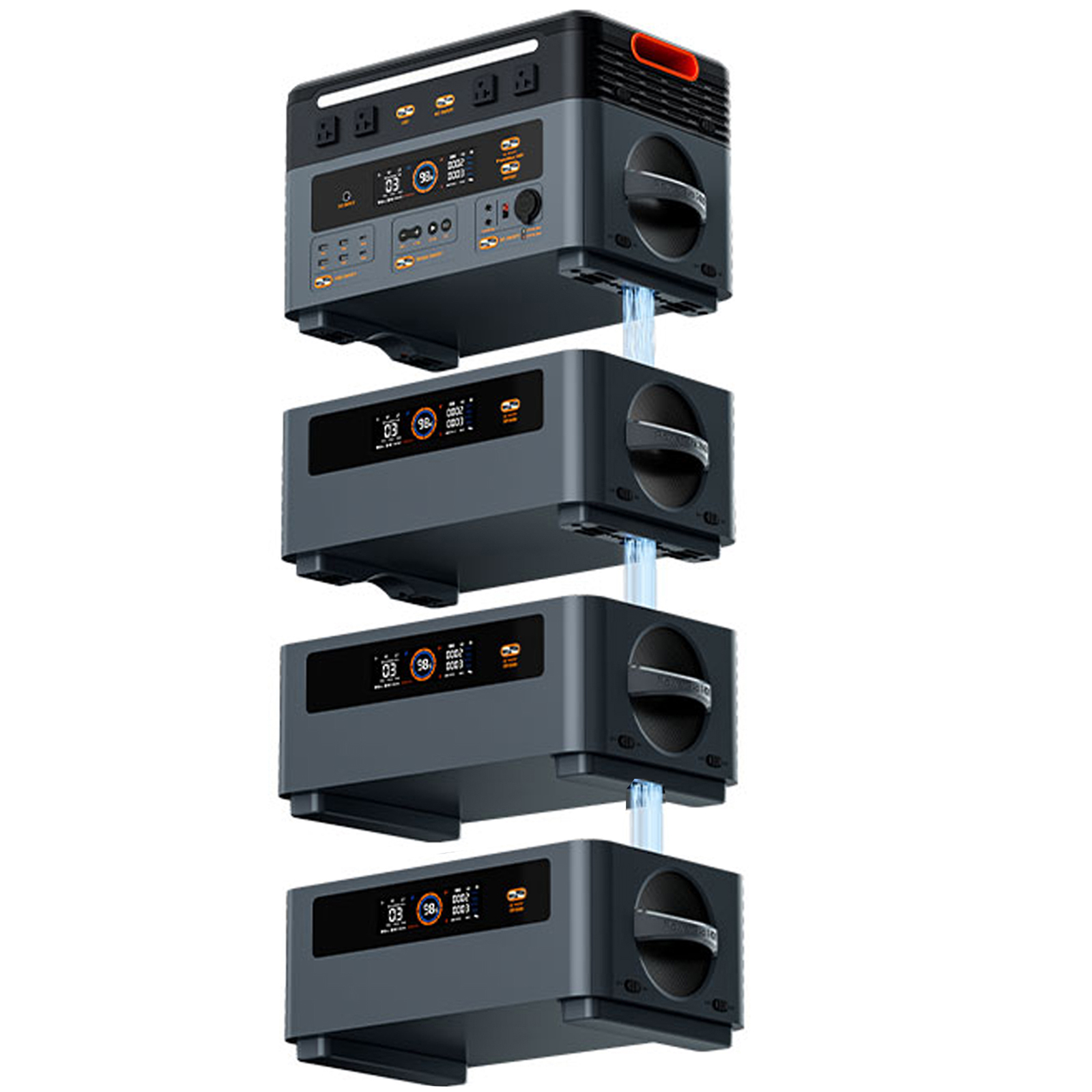 OSCAL Power Station 2400W(4800W Peak) 1872Wh with 3xBP2400 Battery Pack, LiFePO4 Ultra Fast Charging, with HD Stereo Speakers for Outdoor Camping