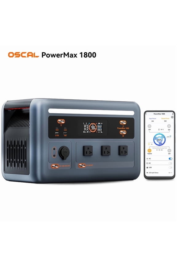 PowerMax 1800 SE Solar Generator– 1024Wh LiFePO4 Battery, 1800W Output – Portable Power Station for Home Backup, Camping & Emergencies