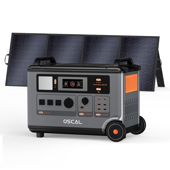 OSCAL PowerMax 3600 SE Portable Power Station 1x400W Solar Panel 3600Wh LiFePO4 3000W AC EPS Home Backup Solar Generator for Camping RV Emergency