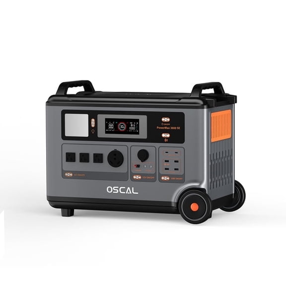 OSCAL PowerMax 3600 SE Portable Power Station, 3600Wh LiFePO4 Solar Generator, 3000W AC Output, <10ms EPS Backup for Home Emergency, Outdoor Camping, RV Travelncy