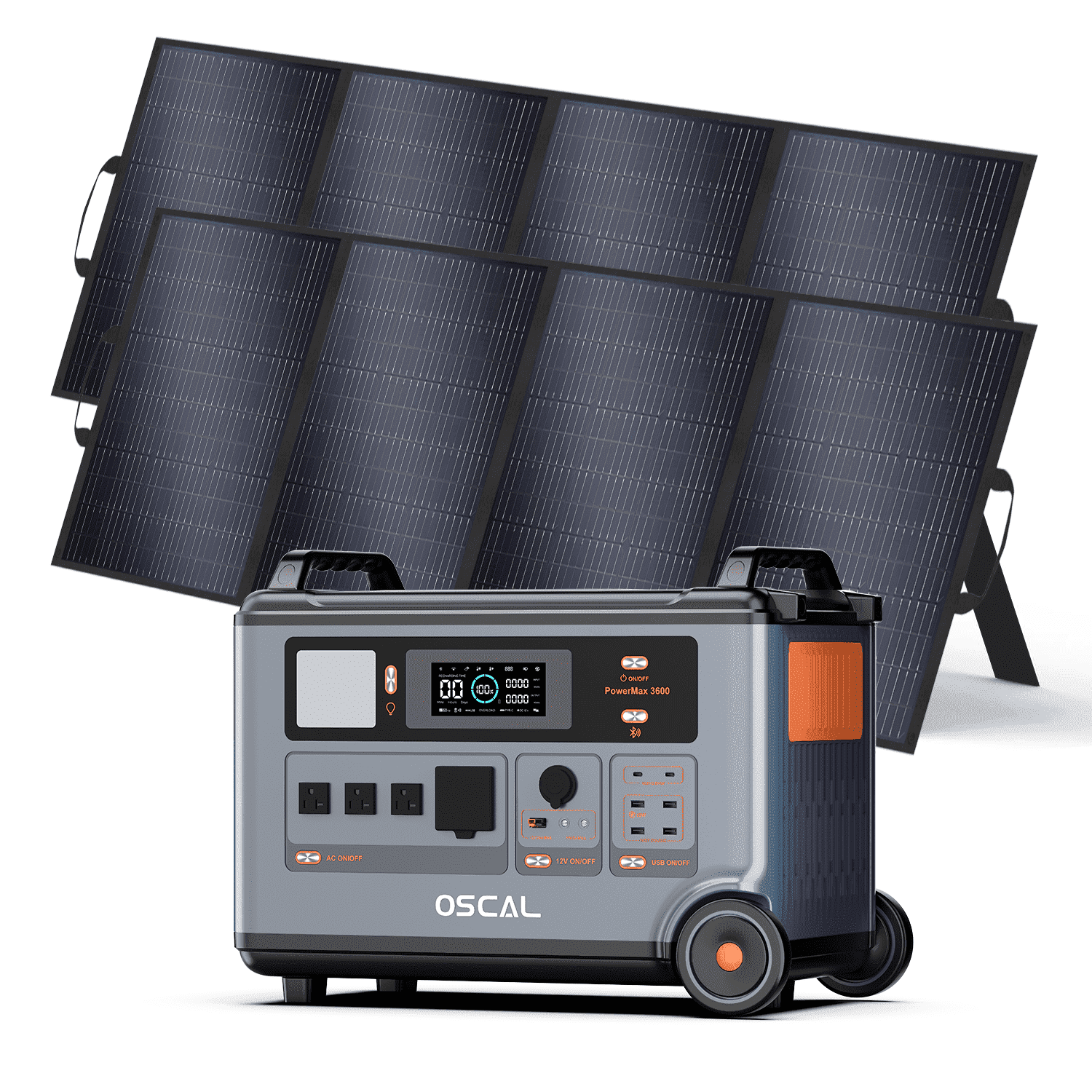 Powermax Generator OSCAL PowerMax 3600 Solar Generator, 3600Wh LiFePO4 Power Station with ...