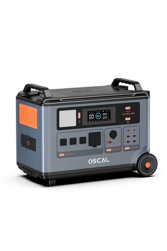 OSCAL PowerMax 6000 3600Wh Solar Generator | 120V/240V Split Phase 6000W AC Output | 2200W AC/2400W Solar Charging | Emergency Backup for Home & Outdoor Use