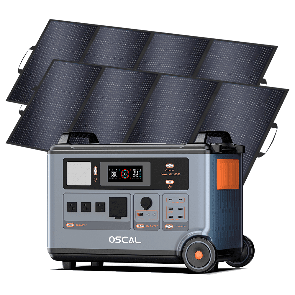 OSCAL PowerMax 6000 3600Wh Solar Generator with 2×400W Panels | 120V ...
