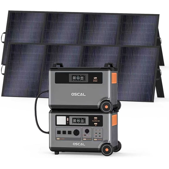OSCAL PowerMax 6000 7200Wh Portable Power Station, 6000W (9000W Peak) Solar Generator with 2x400W Solar Panels, 120/240V LiFePO4 Battery Backup for Home Use, Camping, RV, Emergency