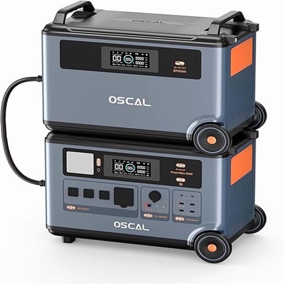 OSCAL PowerMax 6000 Portable Power Station with BP3600 Expansion Battery, 6000W Output 7200Wh Capacity, Solar Generator for Home Backup, Camping & Emergencies