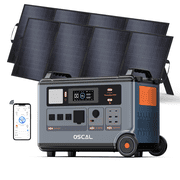 OSCAL PowerMax 6000 Portable Power Station with 2x400W Solar Panels | 3600Wh LiFePO4 Battery | 120V/240V 6000W Output | Home Backup & Outdoor Power
