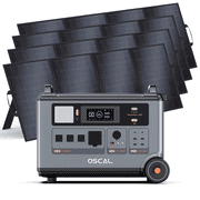 OSCAL PowerMax 6000 Portable Power Station with 4x200W Solar Panel | 3600Wh LiFePO4 Battery | 120V/240V 6000W Output | Home Backup & Outdoor Power