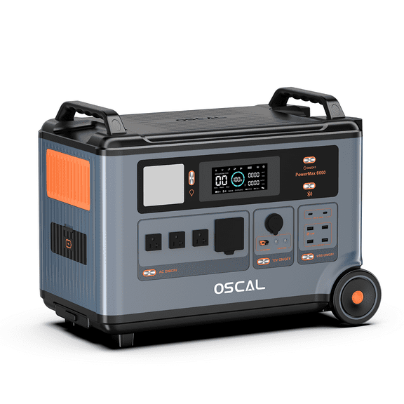OSCAL PowerMax 6000 Solar Generator 3600Wh , 6000W LiFePO4 Power Station, 120V/240V Output for Home Backup & Outdoor Use