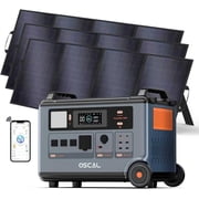 OSCAL PowerMax 6000 Solar Generator Kit with 3x400W Panels - 3600Wh 6000W LiFePO4 for Home Backup, Camping, RV