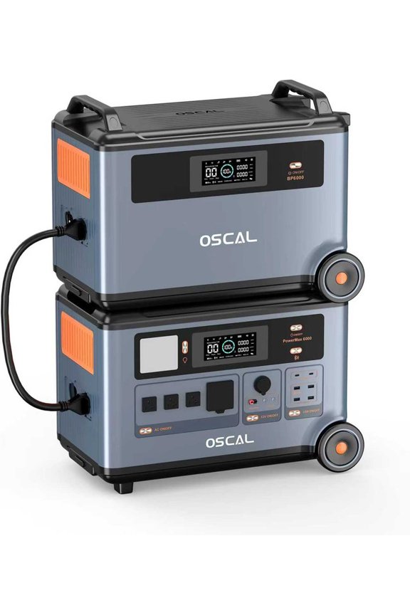 OSCAL Promax6000 6000W Solar Generator with BP3600 Battery, Whole House LiFePO4 Portable Power Station for Home Emergency Backup, 7200Wh Capacity