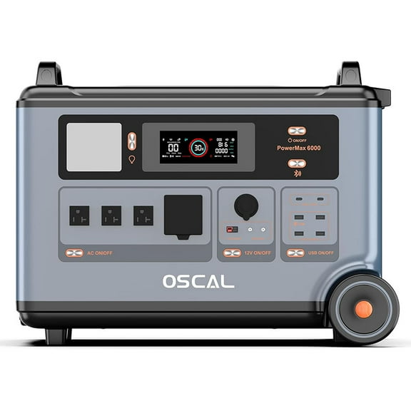 OSCAL PowerMax 6000 Solar Generator, LiFePO₄ Battery,3600WH, 120V/240V Dual voltage,APP control, Home and Outdoor Backup