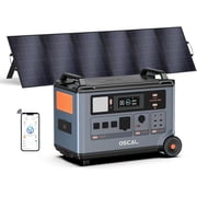 OSCAL PowerMax 6000 Solar Generator with 1 500W Panels, 6000W AC Outlets 9000W Peak, 120V/240V, Home Emergency Battery Backup